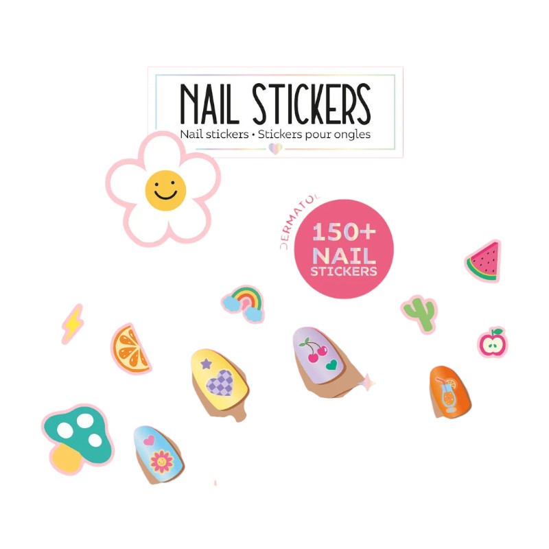 Sticker per unghie Legami Margherite: oltre 150 nail stickers groovy con fiori, arcobaleni, frutta e funghetti, testati dermatologicamente. Su Viano Shop!