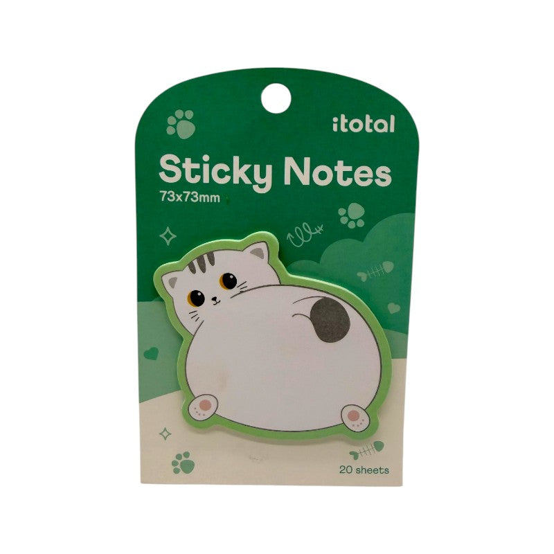 Sticky notes animali kawaii I-Total — 20 foglietti adesivi 73x73 mm, soggetti ape, gatto, ippopotamo. Regalo tenero per bambini e non solo. 