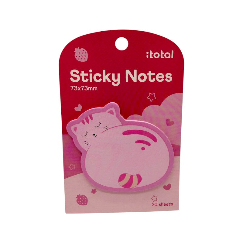 Sticky notes animali kawaii I-Total — 20 foglietti adesivi 73x73 mm, soggetti ape, gatto, ippopotamo. Regalo tenero per bambini e non solo. 