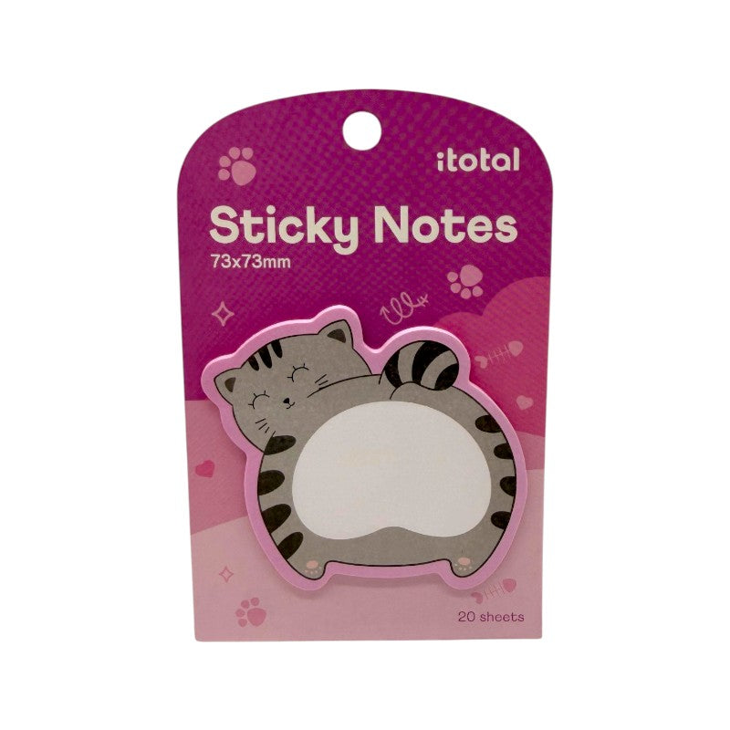 Sticky notes animali kawaii I-Total — 20 foglietti adesivi 73x73 mm, soggetti ape, gatto, ippopotamo. Regalo tenero per bambini e non solo. 