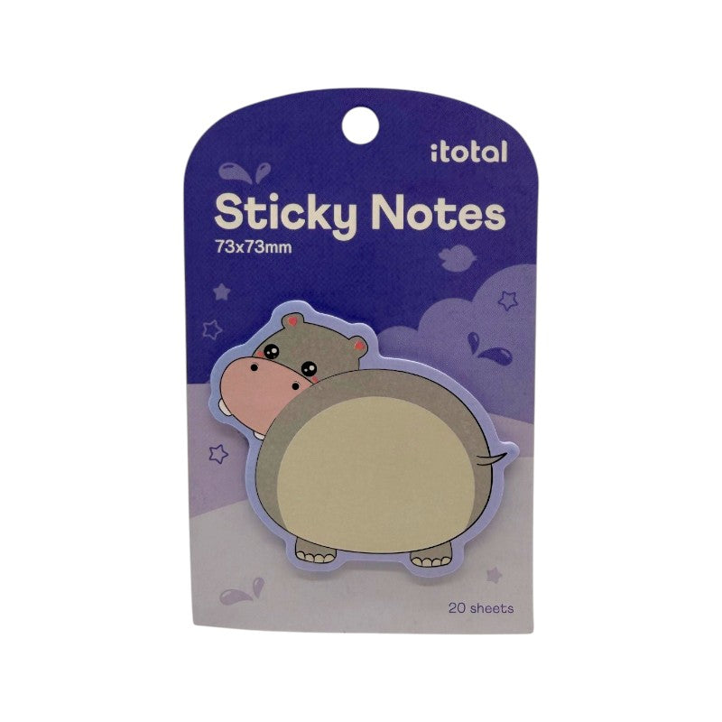Sticky notes animali kawaii I-Total — 20 foglietti adesivi 73x73 mm, soggetti ape, gatto, ippopotamo. Regalo tenero per bambini e non solo. 