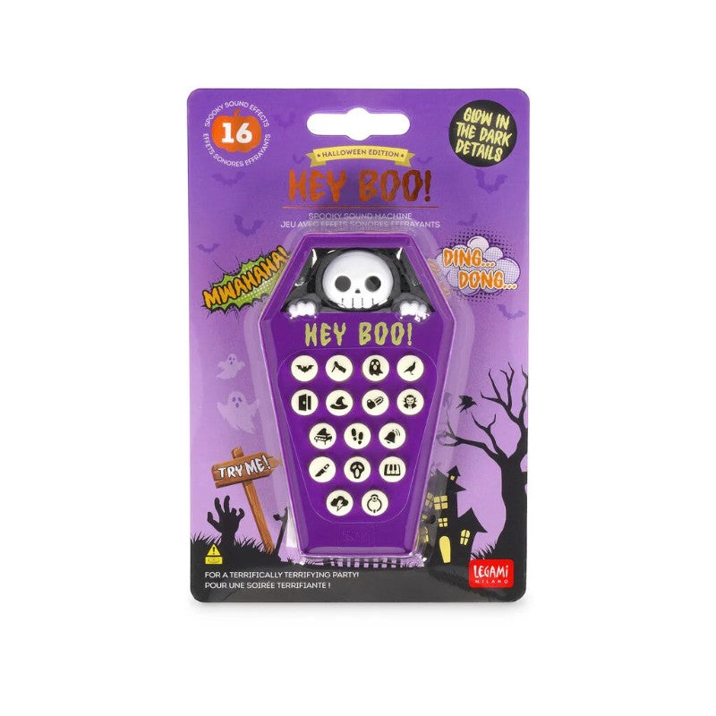 Spooky Sound Machine Legami Hey Boo!: 16 effetti sonori spaventosi, design bara con teschio, glow in the dark. Edizione limitata! Scoprila