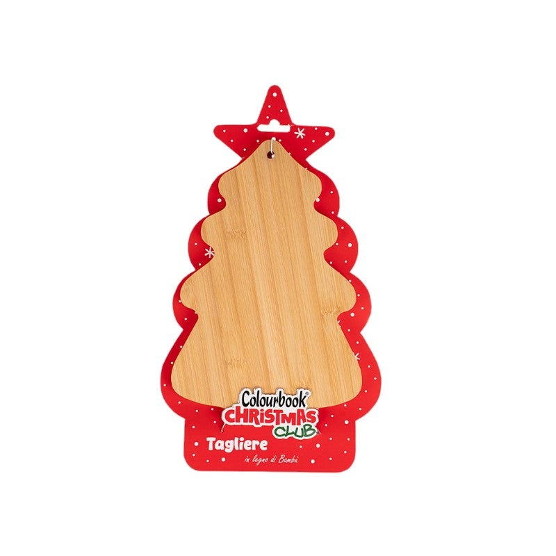 Tagliere albero di Natale Colourbook Christmas Club in legno di bambù: per servire aperitivi e antipasti delle feste. Su Viano Shop!