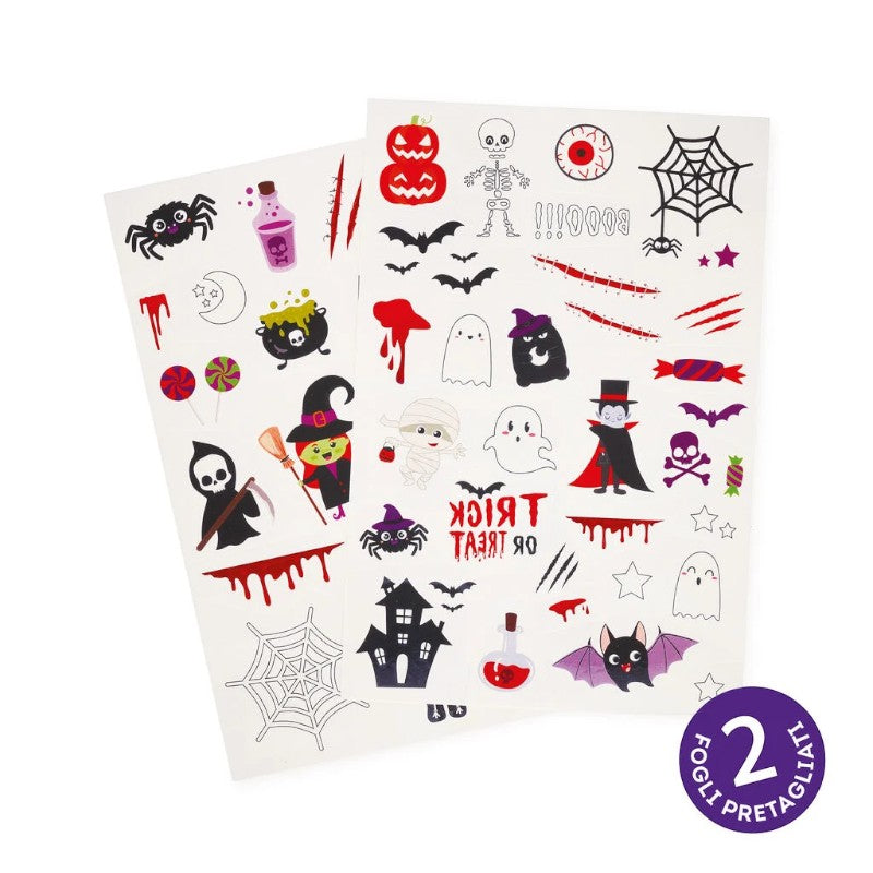 Tatuaggi temporanei Legami Spooky Vibes: 50+ soggetti Halloween, glow in the dark, dermatologicamente testati. Edizione limitata!