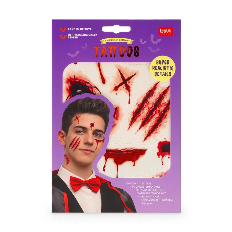 Tatuaggi temporanei Legami Ferite Horror Spooky Vibes: graffi e ferite realistiche, dermatologicamente testati. Edizione limitata!