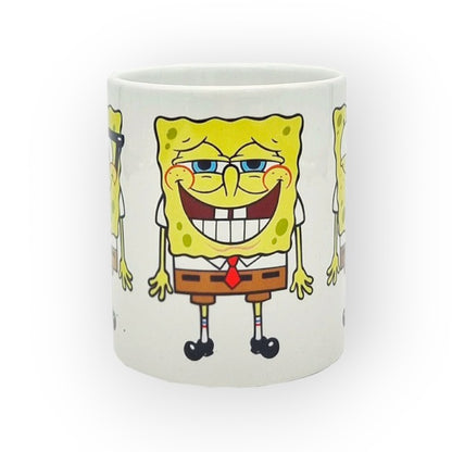 Tazza in ceramica bianca di altissima qualità con faccia spongebob