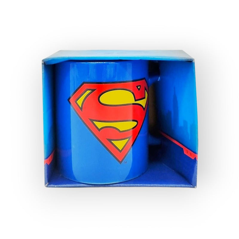 Tazza in ceramica blu di altissima qualià con logo originale superman supereroi marvel