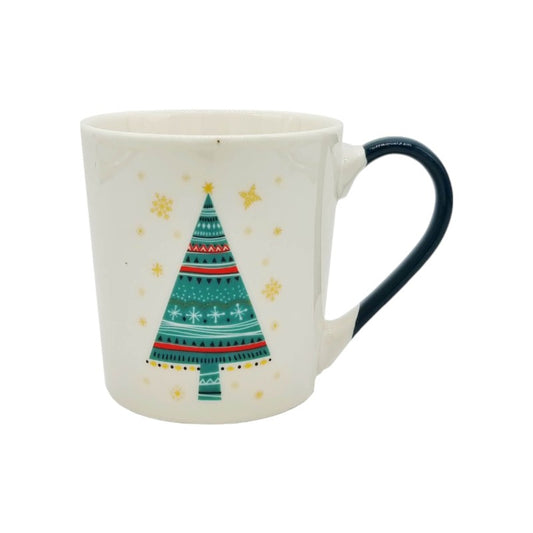 Bellissima tazza in ceramica di altissima qualità, bianca con un albero di natale e tante stelline