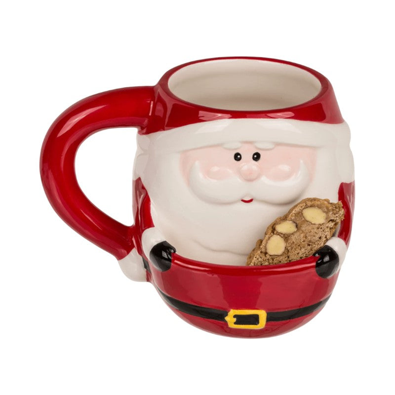 Bellissima tazza in ceramica di altissima qualità con scomparto portabiscotti a forma di Babbo Natale