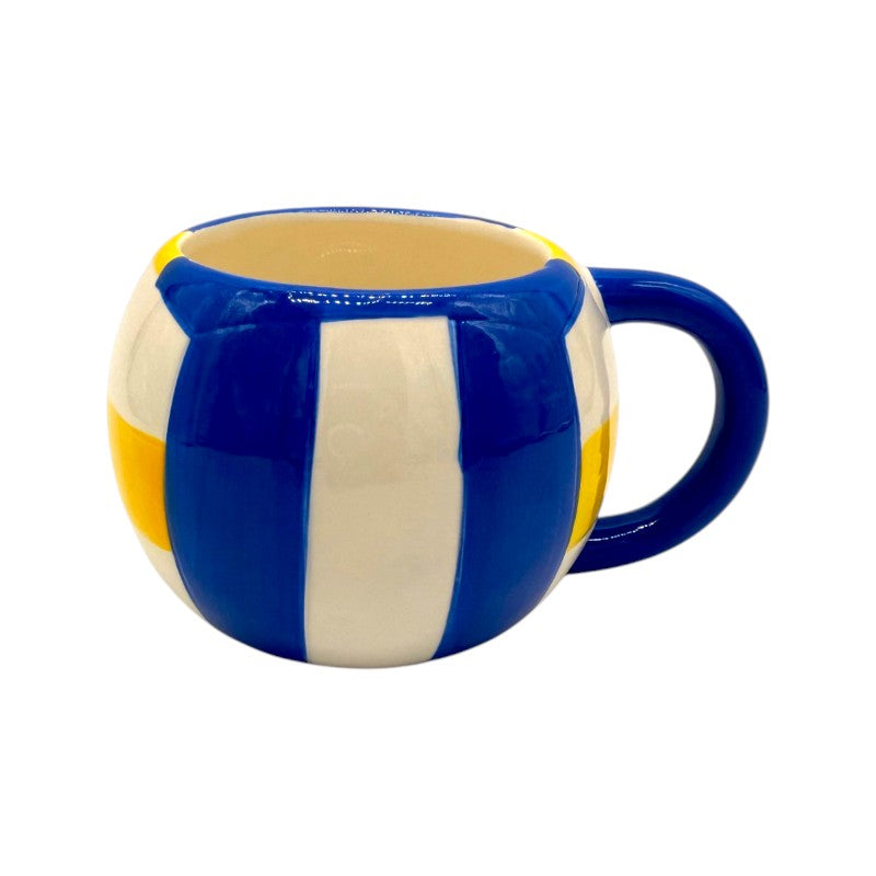 Tazza in ceramica a forma di pallone da pallavolo bianco giallo e blu