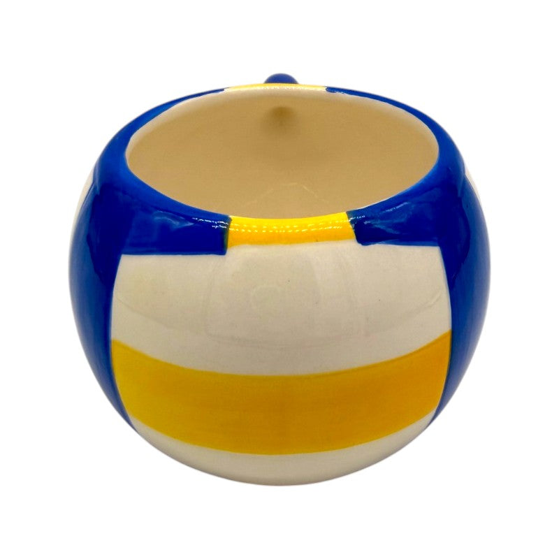 Tazza in ceramica a forma di pallone da pallavolo bianco giallo e blu