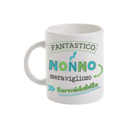 Bellissima tazza in ceramica per la festa dei nonni con la scritta "questo nonno è una leggenda"