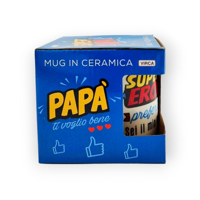 Festa del papà tazza in ceramica bianca "Sei il mio supereroe preferito, sei il mio papà"