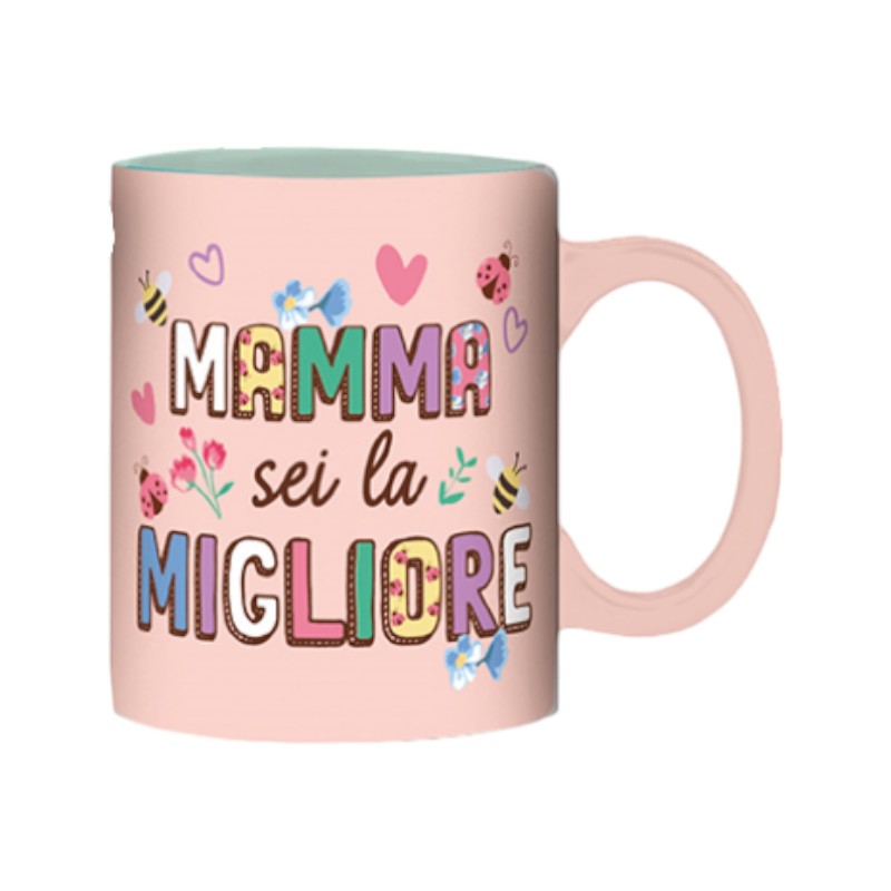 Bellissima tazza in ceramica rosa con la scritta "Mamma sei la migliore"