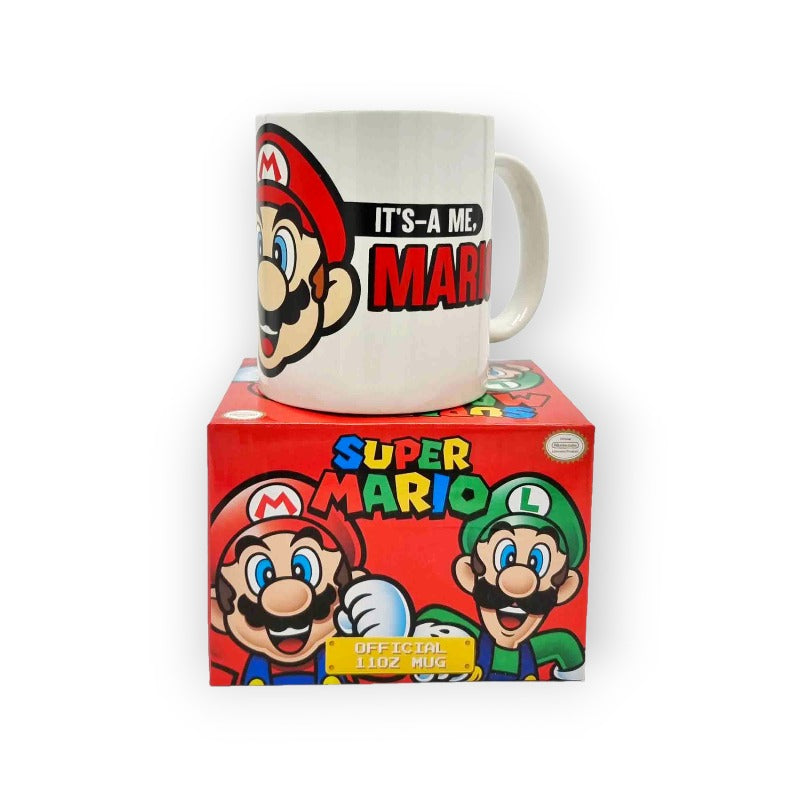 Tazza in ceramica Super Mario "Mario it's Me" bianca con faccia di super mario colorata | Viano Shop