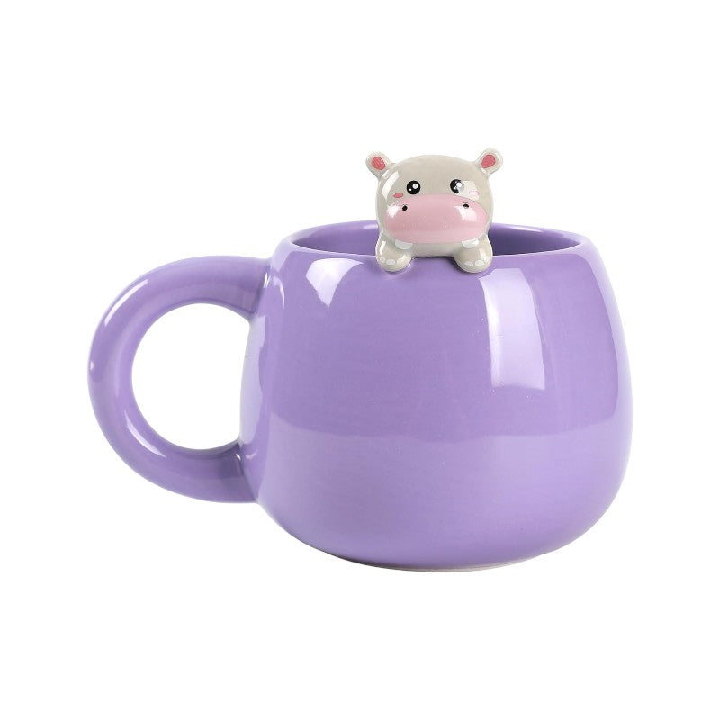 Bellissima tazza in ceramica di altissima qualità, tonalità pastello con animaletto 3D che sbuca da un estremità