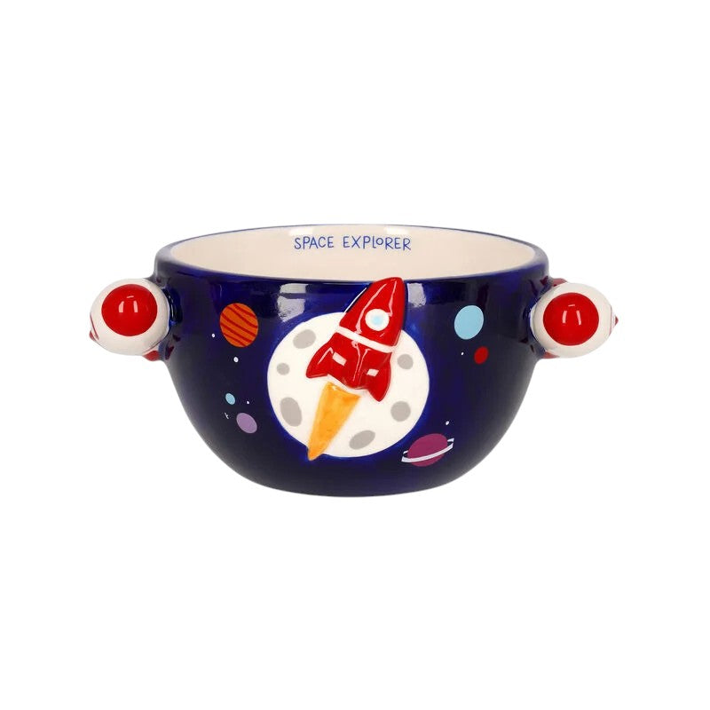 Bellissima tazza da colazione legami a tema spazio, con la scritta "Space Explorer"