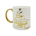Bellissima tazza in ceramica di altissima qualità, bianca con un albero di natale dorato