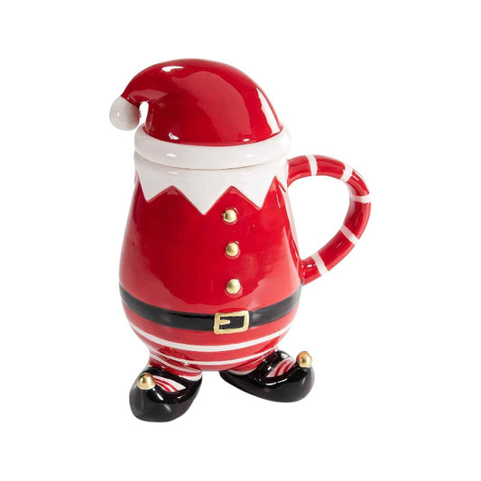 Bellissima tazza natalizia a tema babbo natale con coperchio e decorazioni 3d