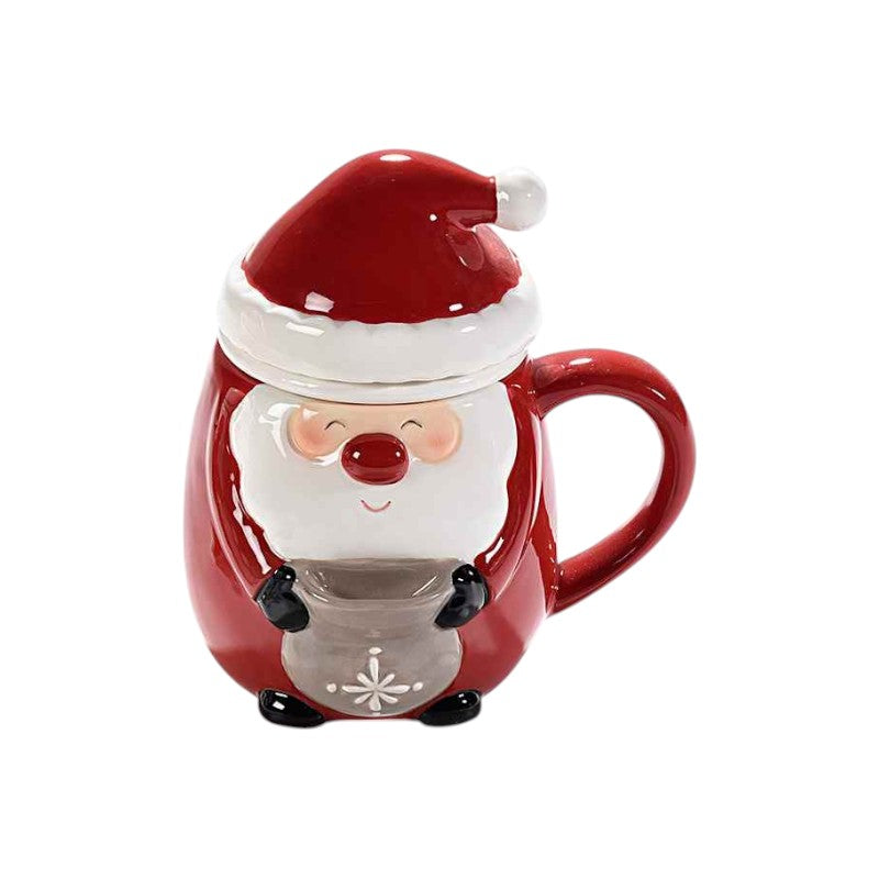 Bellissima tazza tisaniera in ceramica di altissima qualità a forma di Babbo Natale, con filtro e coperchio.