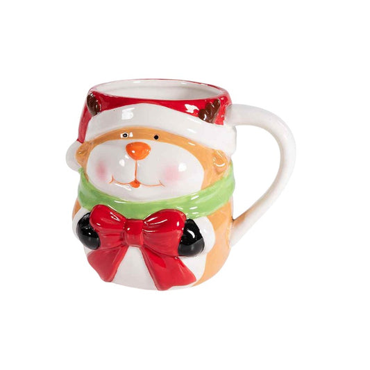 Bellissima tazza natalizia in ceramica a forma di renna