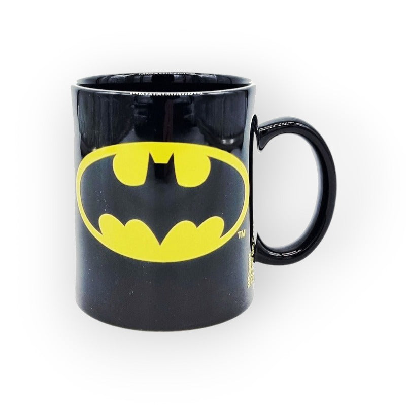 Tazza Batman Supereroi Nera con logo originale giallo