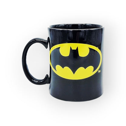 Tazza Batman Supereroi Nera con logo originale giallo