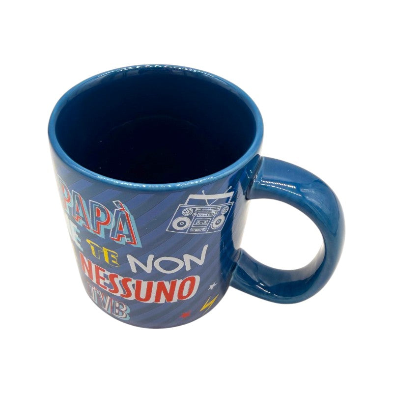 Tazza regalo festa del papà. Blu con la scritta "Papà come te non c'è nessuno, TVB"