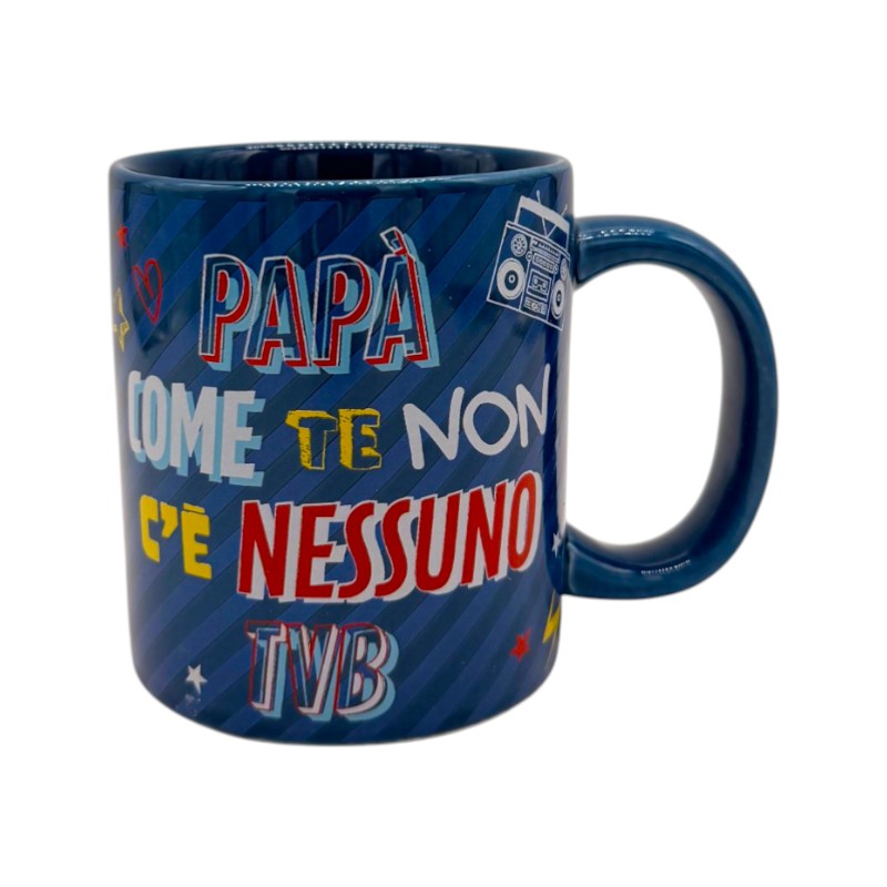 Tazza regalo festa del papà. Blu con la scritta "Papà come te non c'è nessuno, TVB"