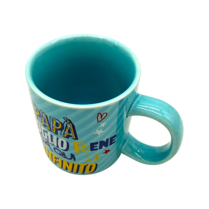 Tazza regalo festa del papà, azzurra con la scritta papà ti voglio bene da qui all'infinito