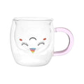 Bellissima tazza in vetro a tema Unicorno, con doppio strato, una volta riempita con la bevanda, risalterà il volto dell'animaletto al suo interno.