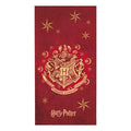 Bellissimo asciugamano mare in cotone a tema Harry Potter, granata con il logo di hogwarts in centro