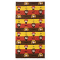 Bellissimo telo mare a tema Harry Potter. Asciugamano da spiaggia o da piscina con disegnati: Harry Potter, Ron ed Hermione su striscie rosse, marroni e gialle. DImensioni 70x140cm
