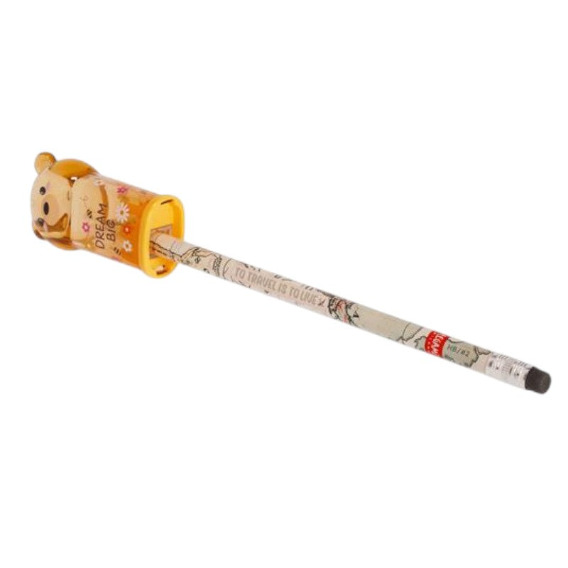 Temperamatite orsetto Legami Bear Sweet Bear — raccoglitore trasparente, testa 3D kawaii, design Dream Big color miele. Coordinato WonderWow.