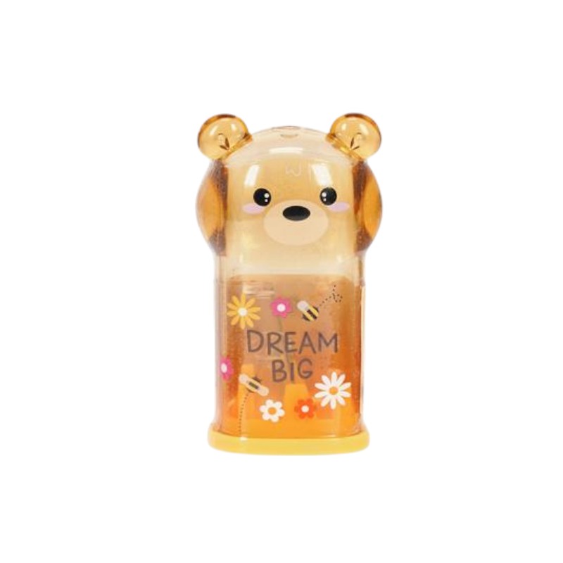 Temperamatite orsetto Legami Bear Sweet Bear — raccoglitore trasparente, testa 3D kawaii, design Dream Big color miele. Coordinato WonderWow.