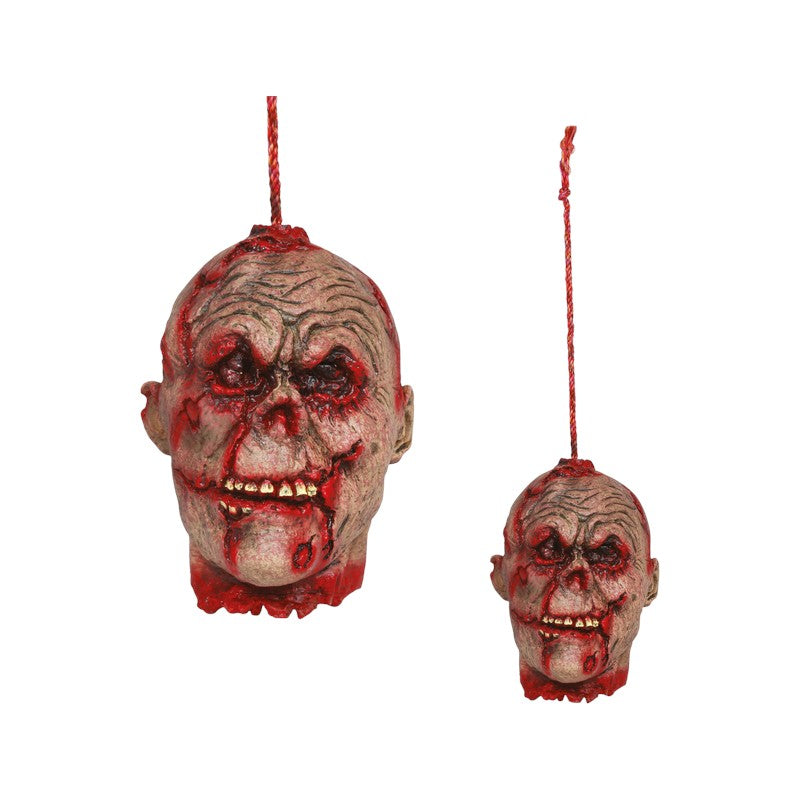 Testa zombie decorativa di Halloween con cordino: decorazione horror da appendere per feste, case infestate e allestimenti da brivido. Su Viano Shop!