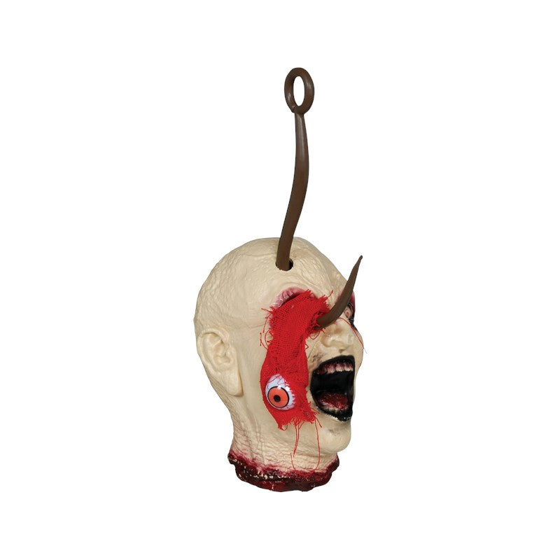 Testa mozzata decorativa di Halloween con uncino: decorazione horror da appendere per feste, case infestate e allestimenti da brivido. Su Viano Shop!
