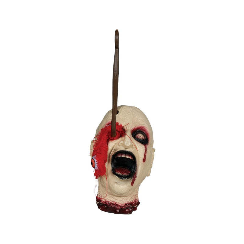 Testa mozzata decorativa di Halloween con uncino: decorazione horror da appendere per feste, case infestate e allestimenti da brivido. Su Viano Shop!