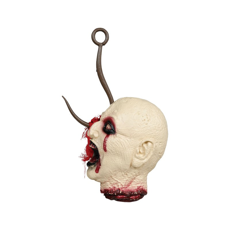 Testa mozzata decorativa di Halloween con uncino: decorazione horror da appendere per feste, case infestate e allestimenti da brivido. Su Viano Shop!