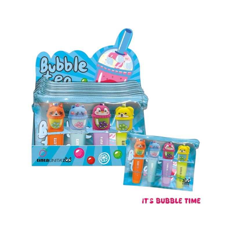 Set 4 evidenziatori maxi con astuccio trasparente incluso, tinta unita collezione bubble tea