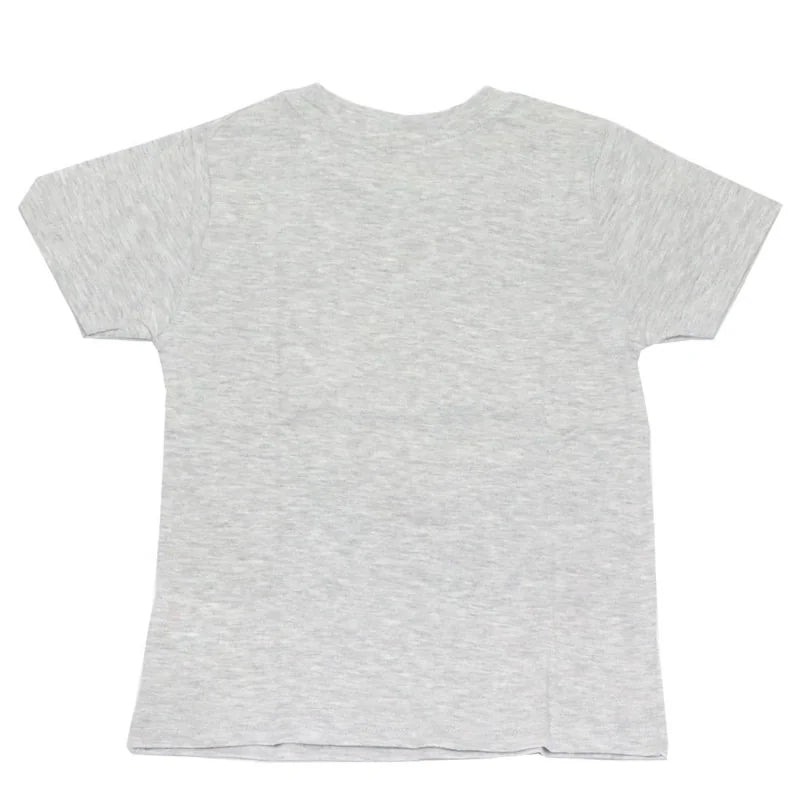 t-shirt per bambini grigia con disegnati i volti dei 4 avengers.