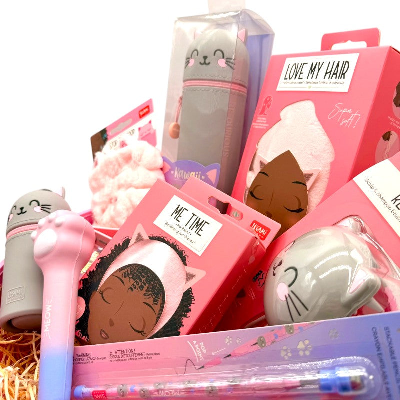 Maxi Uovo di pasqua di cartoleria pieno di prodotti legami a tema gatto