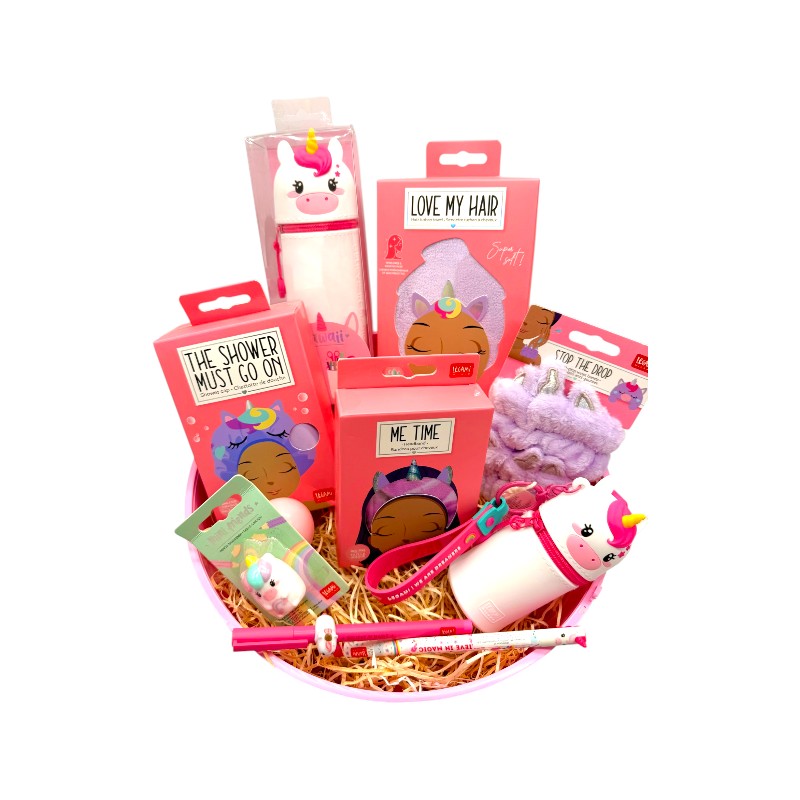 Maxi uovo di pasqua pieno di prodotti legami a tema unicorno