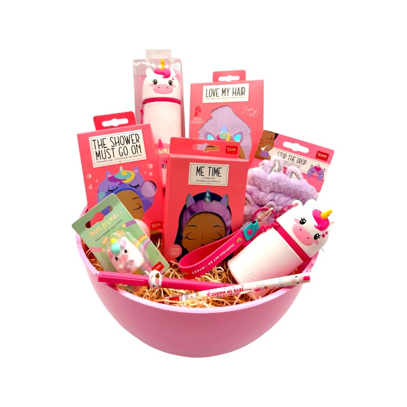 Maxi uovo di pasqua pieno di prodotti legami a tema unicorno