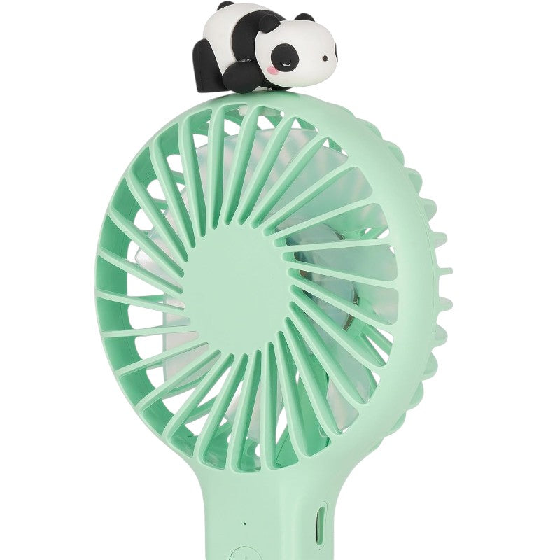 Ventilatore portatile ricaricabile Legami Panda: 3 velocità, base scrivania, USB incluso, 2h autonomia. Design panda kawaii verde menta. Fresco e adorabile!
