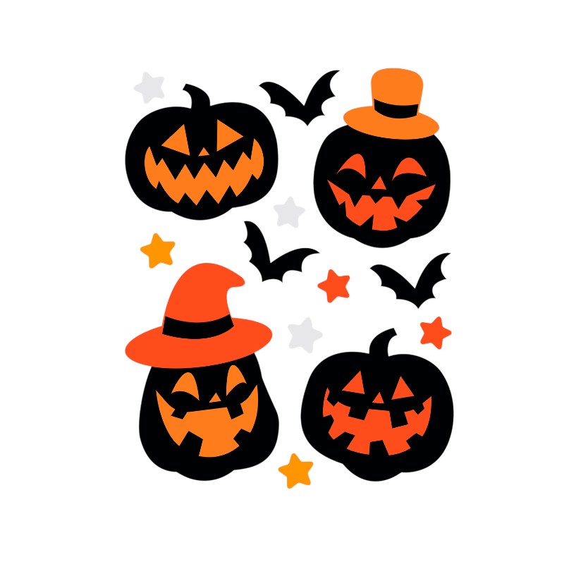 Vetrofania di Halloween per finestre: decorazioni con zucche, fantasmi, casa stregata e pipistrelli per vetri e vetrine. Su Viano Shop!