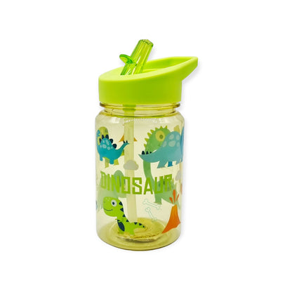 Fantastica borraccia per bambini in tritan, priva di ogni tipo di materiale dannoso, 0% plastica, Bpa Free e 100% riciclabile. La borraccia ha un design verde-trasparente a tema "Dinosauri" con disegni di vari tipi di dinosauri. E' dotata di un beccuccio che favorisce l'agevole apertura e chiusura.