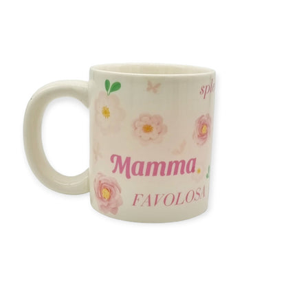 Fantastica tazza in ceramica bianca di altissima qualità. Design con margherite ed aggettivi dedicati alla mamma. Ottima idea regalo per la festa della mamma. Lato 2